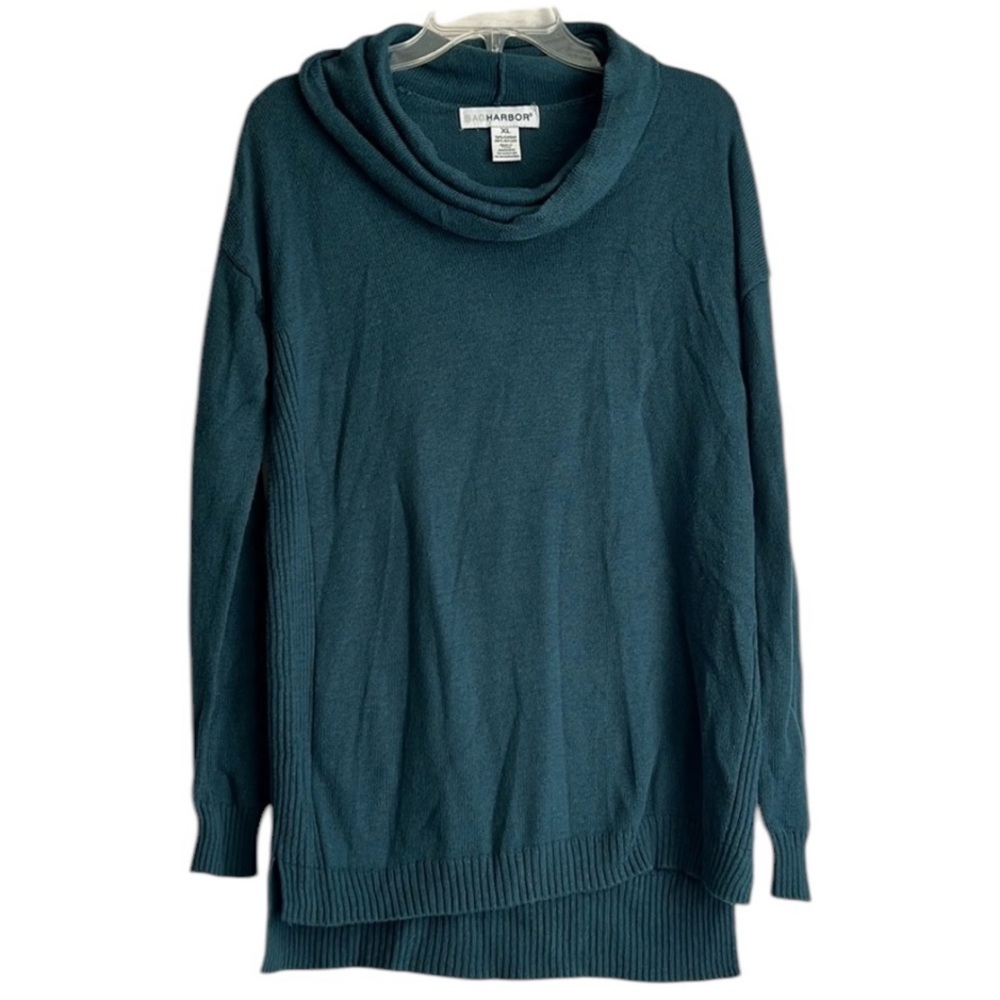 Sag Harbor Greenish Loose Turtleneck Soft Sweater - XLARGE - Picture 1 of 6